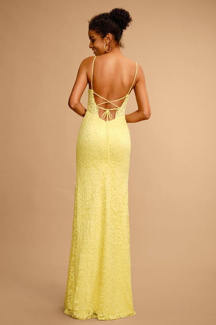 Robe De Bal Jaune Floral - gallery 1