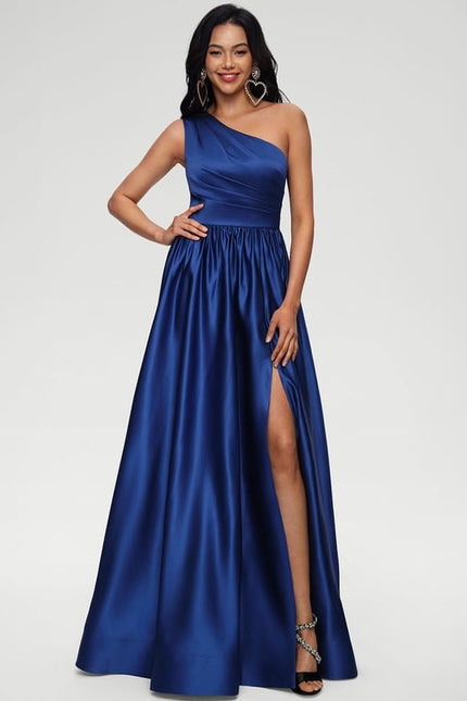 Robe De Bal Satin Royal Asymétrique