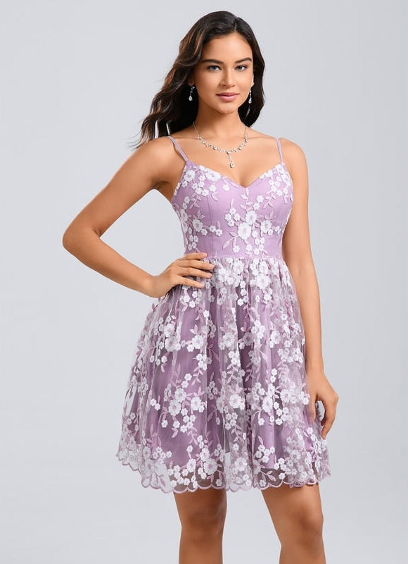 Robe De Bal Lilas Florale - gallery 6