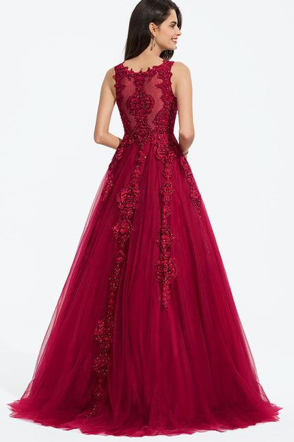 Robe De Bal Bordeaux Élégante - gallery 2