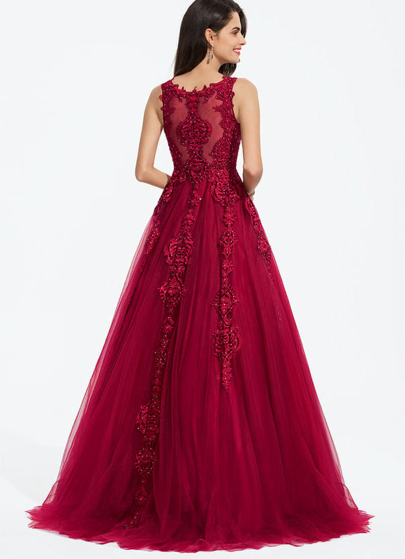 Robe De Bal Bordeaux Élégante - gallery 2