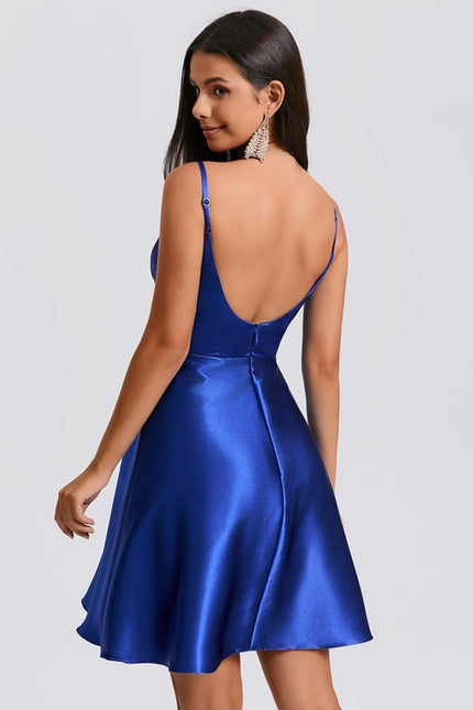 Robe De Bal Satin Bleu Vif - gallery 3