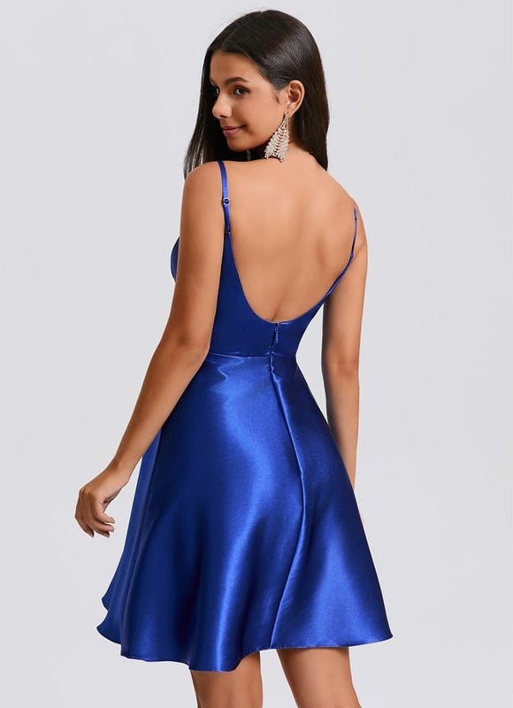 Robe De Bal Satin Bleu Vif - gallery 3