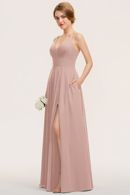 Robe De Bal Longue Fluide Bleu - gallery 3