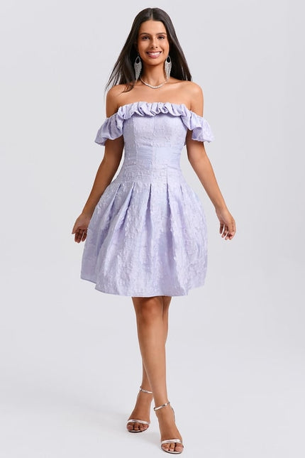 Robe De Bal Lilas Texturée - gallery 3