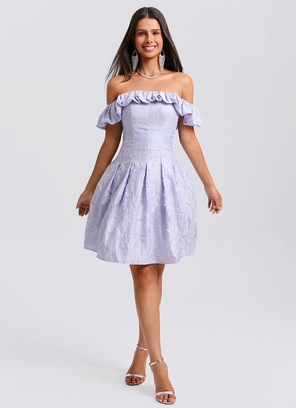 Robe De Bal Lilas Texturée - gallery 3