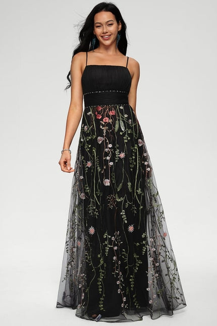 Robe De Bal Élégance Florale Nocturne