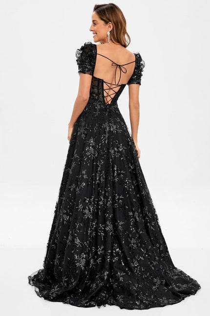 Robe De Bal Florale Noire - gallery 5
