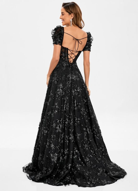 Robe De Bal Florale Noire - gallery 5