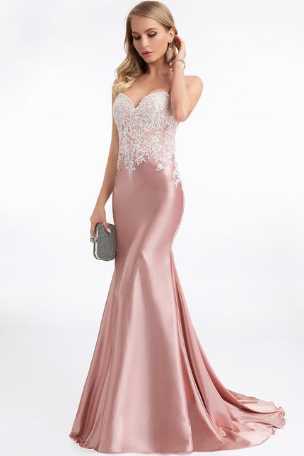 Robe De Bal Satinée Rose Perlée