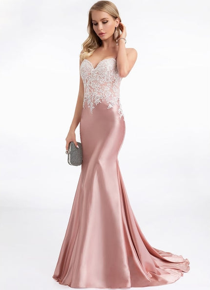 Robe De Bal Satinée Rose Perlée