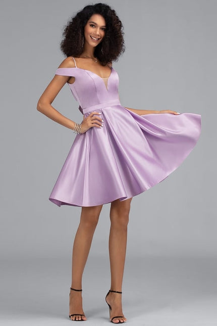 Robe De Bal Satinée Lavande - gallery 4