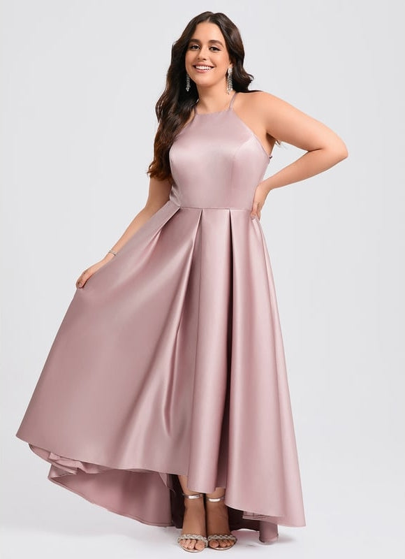 Robe De Bal Asymétrique Rose - gallery 5