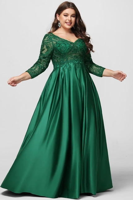 Robe De Bal Satinée Verte - gallery 9