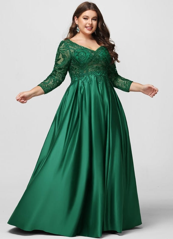 Robe De Bal Satinée Verte - gallery 9
