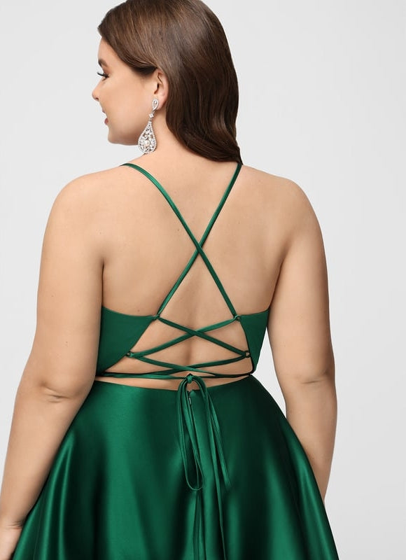 Robe De Bal Éclat Vert Satiné - gallery 8