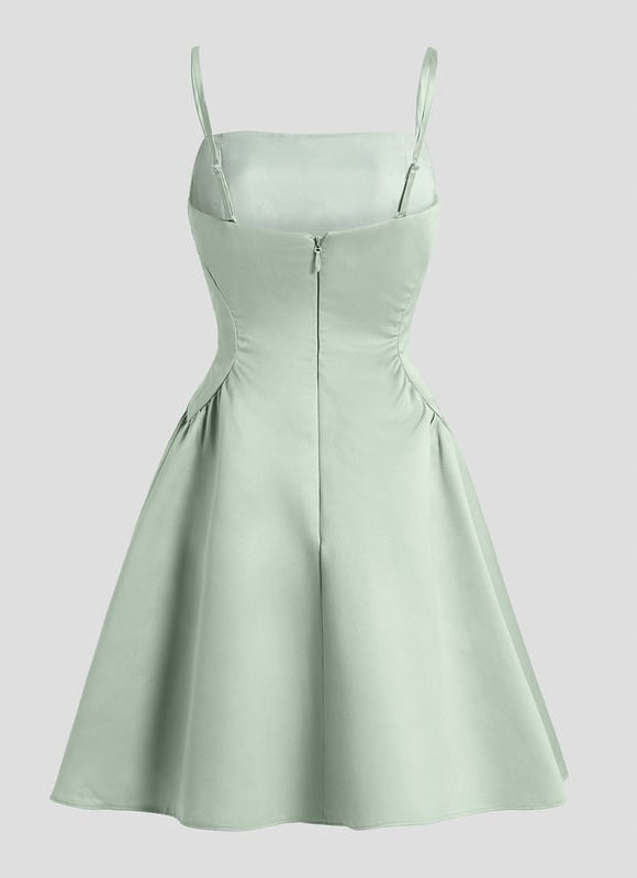 Robe De Bal Satin Vert Pâle - gallery 6