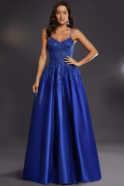 Robe De Bal Satin Bleu - gallery 4