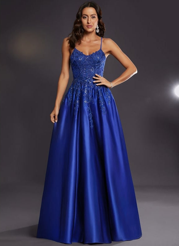 Robe De Bal Satin Bleu - gallery 4
