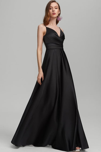 Robe De Bal Longue Noire Élégante - gallery 1