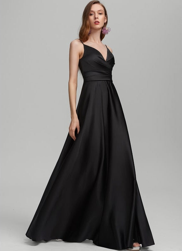 Robe De Bal Longue Noire Élégante - gallery 1