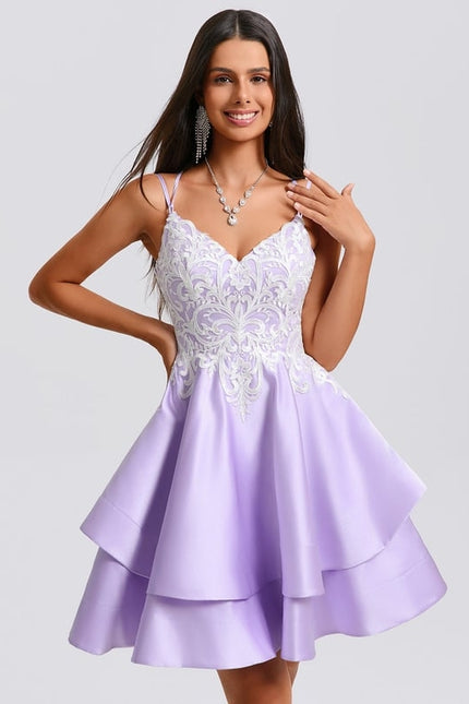 Robe De Bal Lilas À Appliques - gallery 2