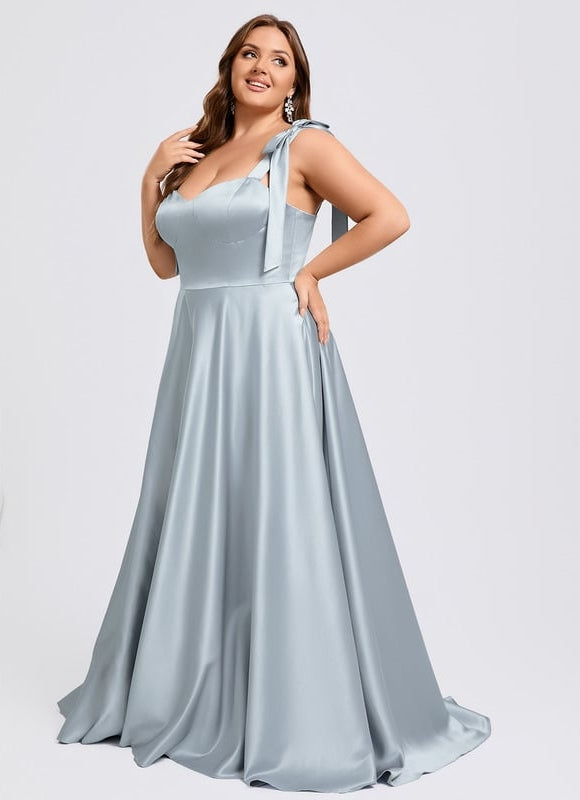 Robe De Bal Satinée Ciel - gallery 8