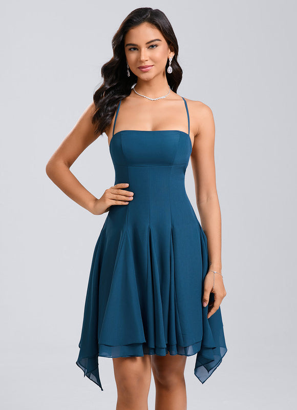Robe De Bal Col Droit Bleu Profond - gallery 2