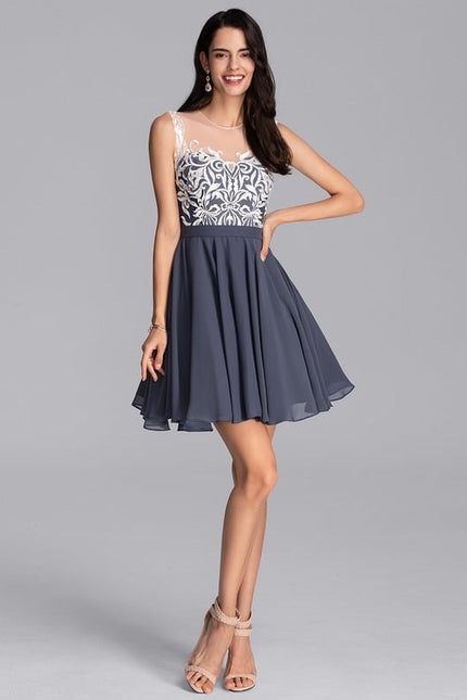 Robe De Bal À Volants Marine - gallery 2