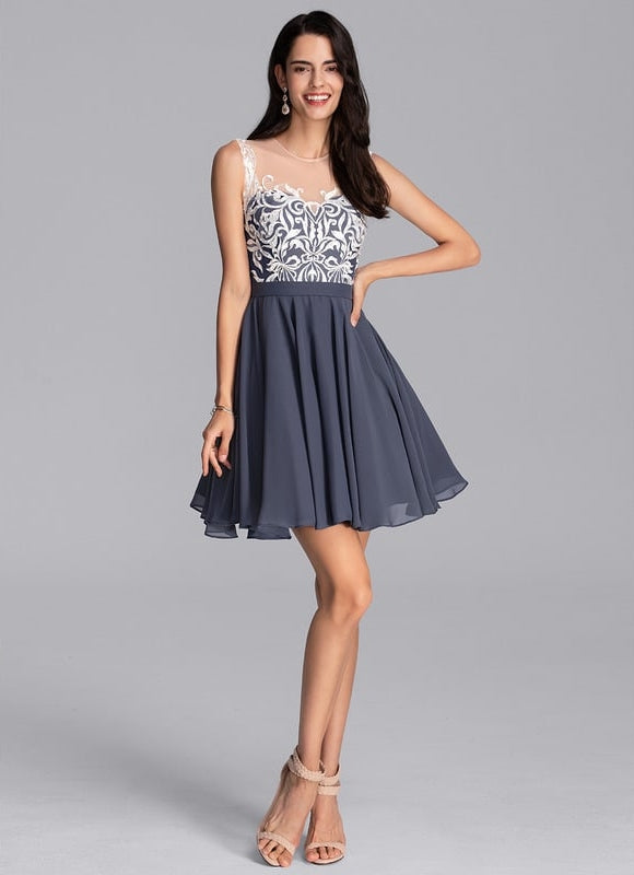 Robe De Bal À Volants Marine - gallery 2