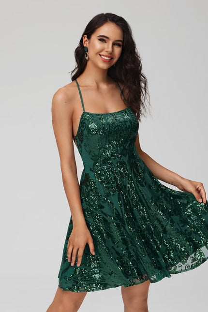 Robe De Bal Pailletée Verte - gallery 6