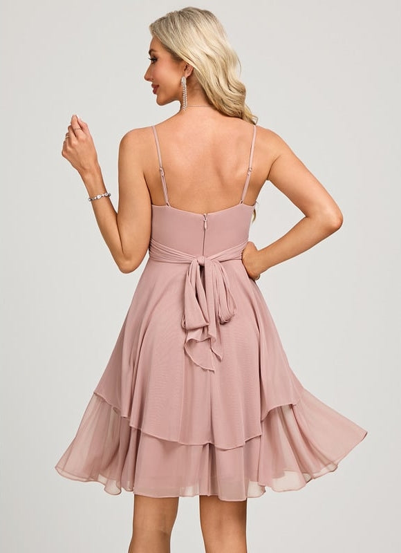Robe De Bal Courte Rose Poudrée - gallery 1
