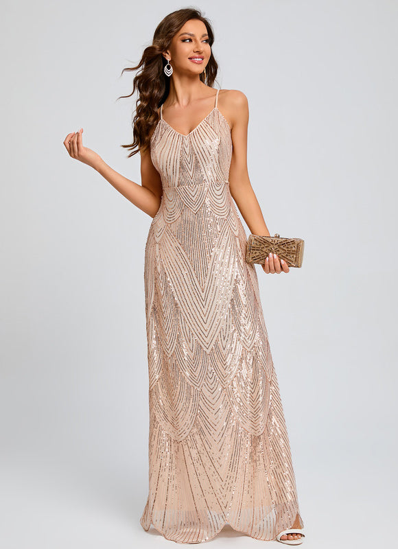 Robe De Bal Pailletée Nude