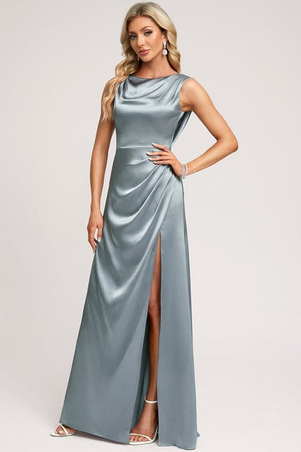 Robe De Bal Satin Gris Perle - gallery 1