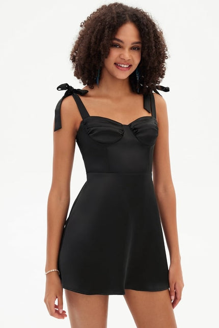 Robe De Bal Satin Céleste Élégant - gallery 5