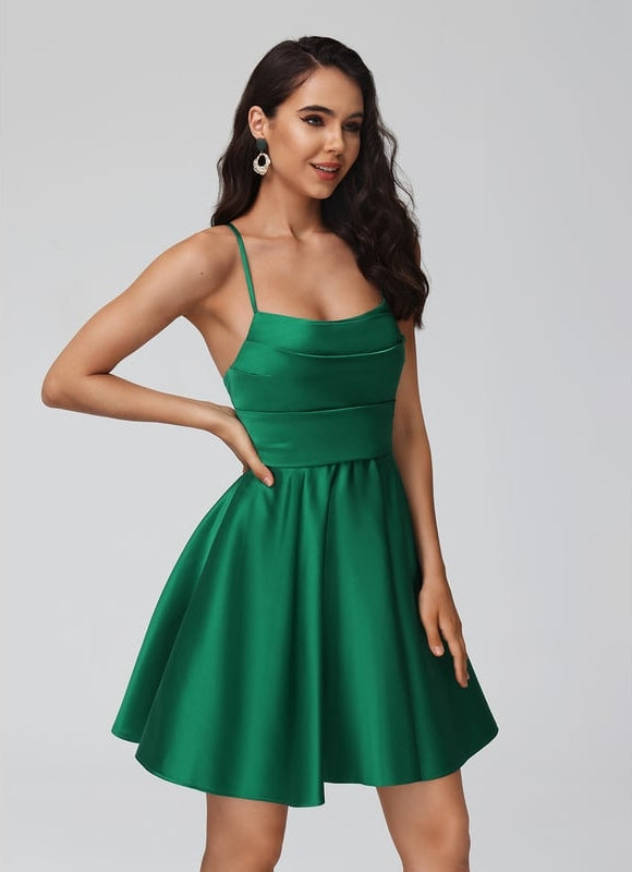 Robe De Bal Éclat Vert Satiné - gallery 3