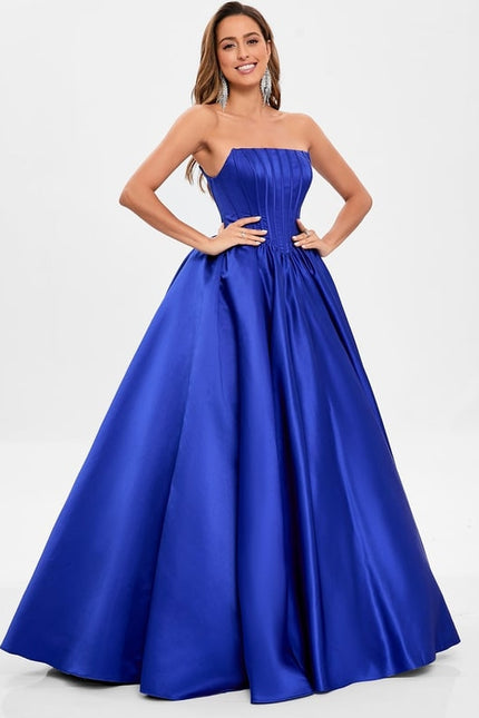 Robe De Bal Bleue Satinée - gallery 3