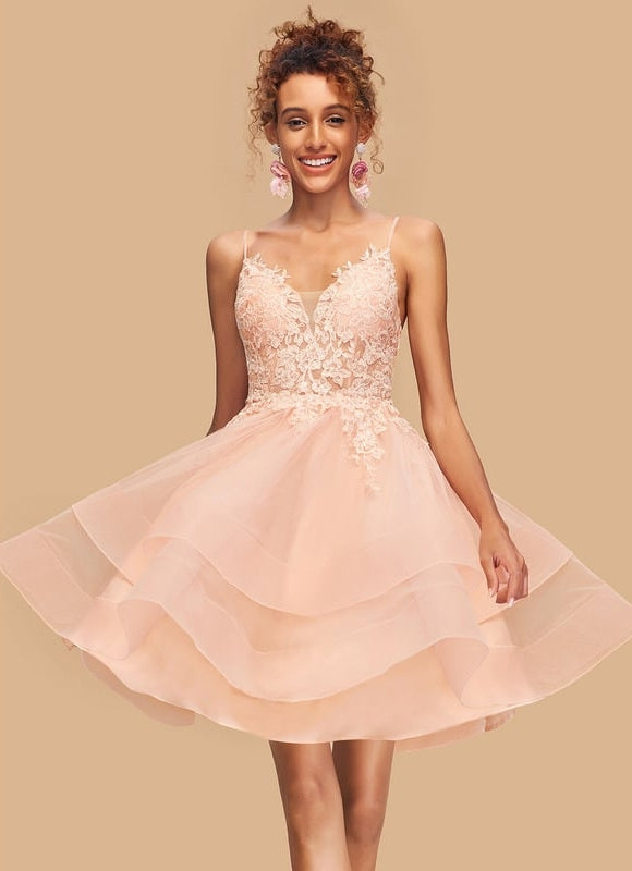 Robe De Bal Courte Tulle Brodée - gallery 1