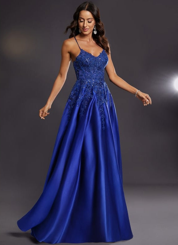 Robe De Bal Satin Bleu - gallery 3