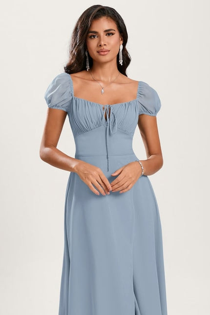Robe De Bal Fluide Bleu Ciel - gallery 4