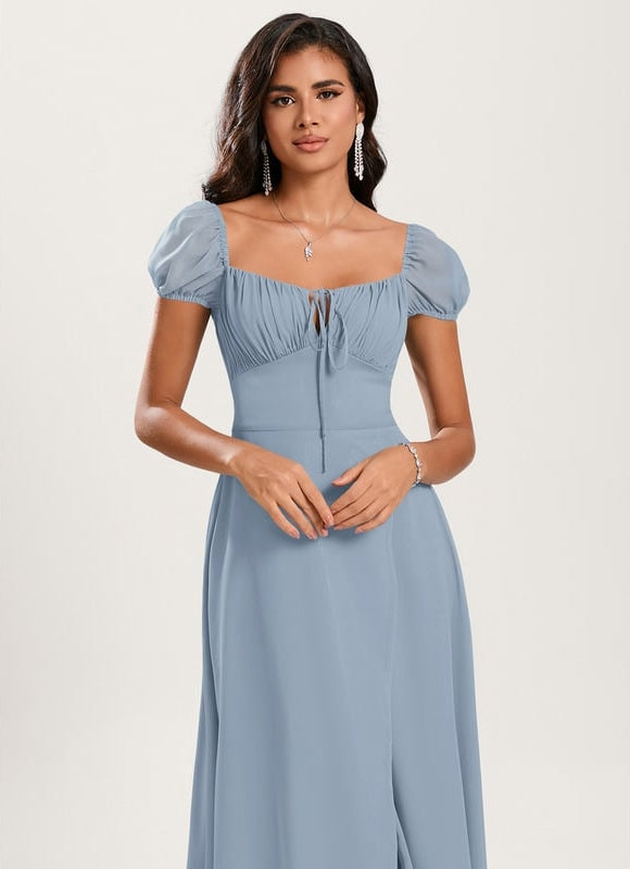 Robe De Bal Fluide Bleu Ciel - gallery 4