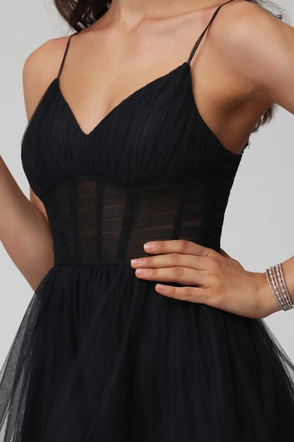 Robe De Bal Tulle Noir Élégant - gallery 9