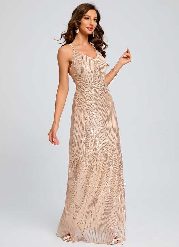 Robe De Bal Pailletée Nude - gallery 2