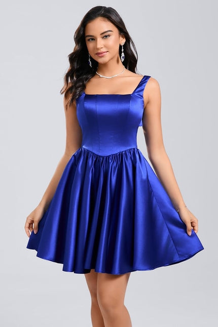 Robe De Bal Satin Bleu Dynamique - gallery 2
