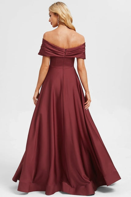 Robe De Bal Longue Bordeaux Satinée - gallery 4