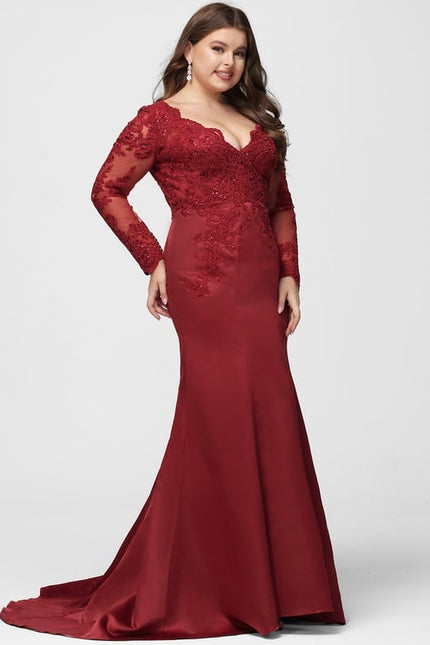 Robe De Bal Satin Rouge Élégante - gallery 7