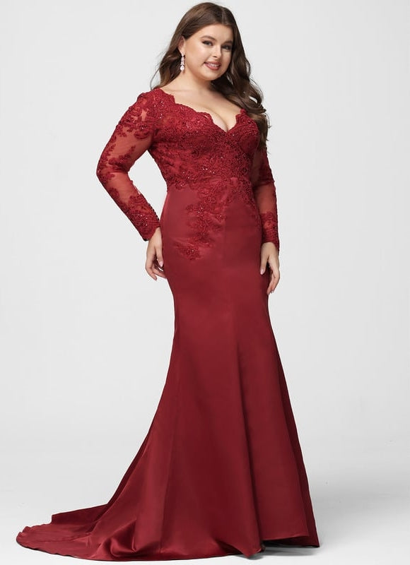 Robe De Bal Satin Rouge Élégante - gallery 7