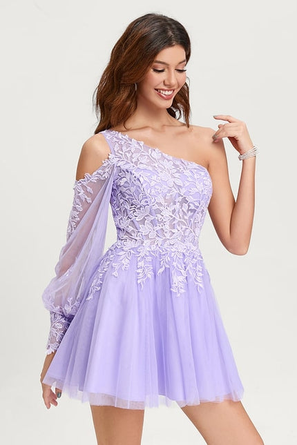 Robe De Bal Lilas Asymétrique - gallery 5