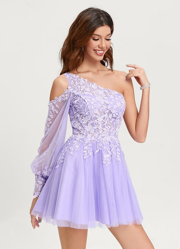 Robe De Bal Lilas Asymétrique - gallery 5