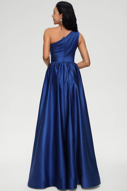 Robe De Bal Satin Royal Asymétrique - gallery 1